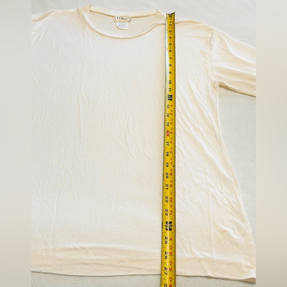 L.L. Bean Vintage Cream 100% Silk Pullover Crewneck Top Womens XL Stretchy READ - Picture 7 of 7